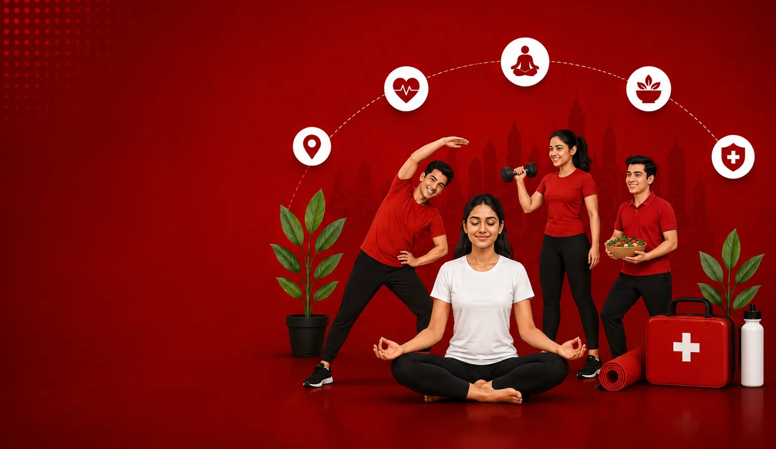 VMEDO corporate wellness program with fitness, meditation and healthy lifestyle activities